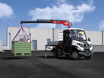 Electric truck with crane